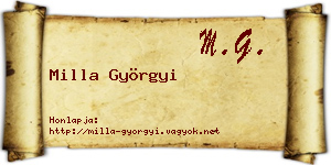 Milla Györgyi névjegykártya